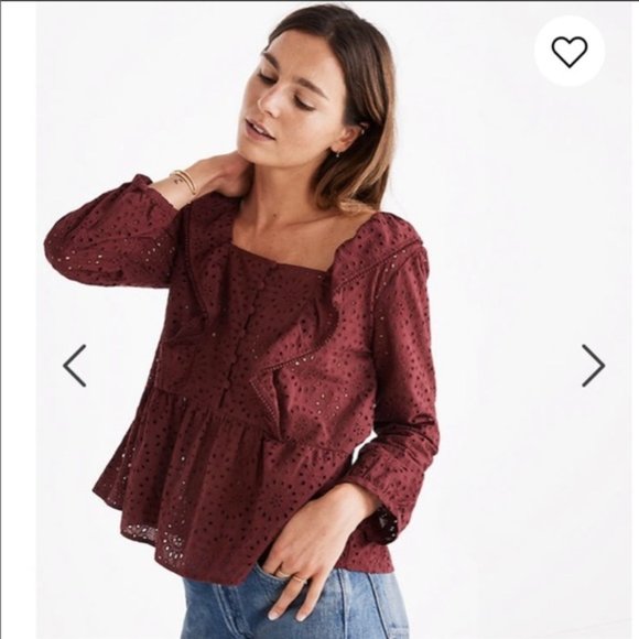 Madewell Tops - MADEWELL Pom Pom Eyelet Blouse Top